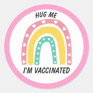 Roze regenboog Ik ben gevaccineerd Ronde Sticker