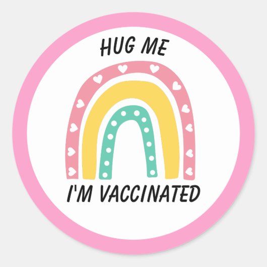 Roze regenboog Ik ben gevaccineerd Ronde Sticker (Voorkant)