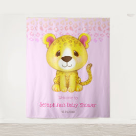 Roze Regenboog Jungle Luipaard Baby Shower Achterg Wandkleed