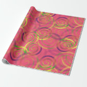 Roze regenboog kerstpatroon cadeaupapier (Uitgerold)