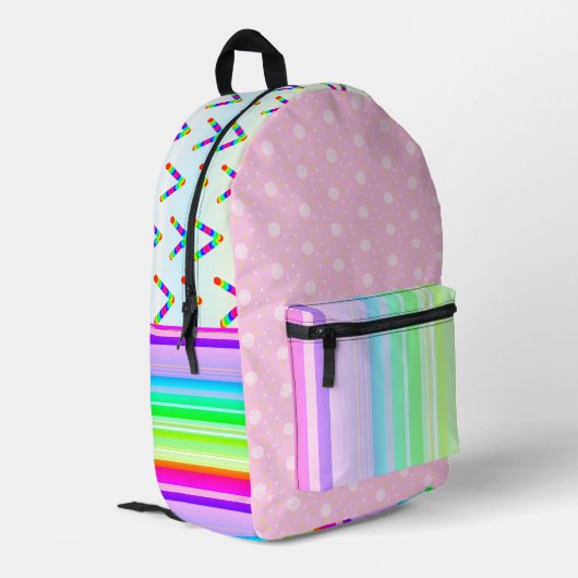 Roze regenboog kleur helder bedrukte rugzak (Achterkant Hoek Links)