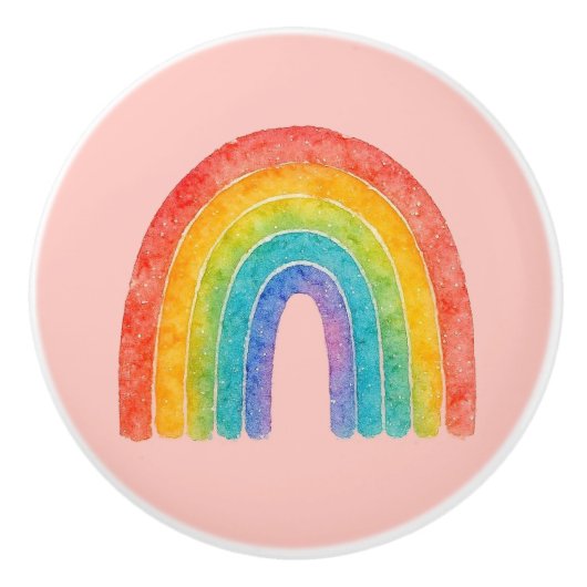 Roze Regenboog Knop. Keramische Knop (Voorkant)