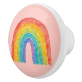 Roze Regenboog Knop. Keramische Knop (Rechts)