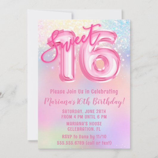 Roze Regenboog Lief 16e Verjaardag Kaart (Voorkant)