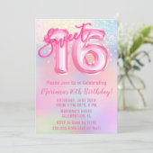 Roze Regenboog Lief 16e Verjaardag Kaart (Staand voorkant)