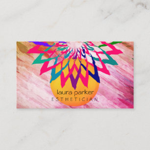 Roze regenboog Lotus Flower Yoga Teacher Meditatio Visitekaartje