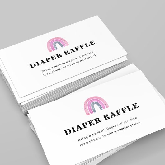 Roze Regenboog Luier Raffle Baby shower Informatiekaartje