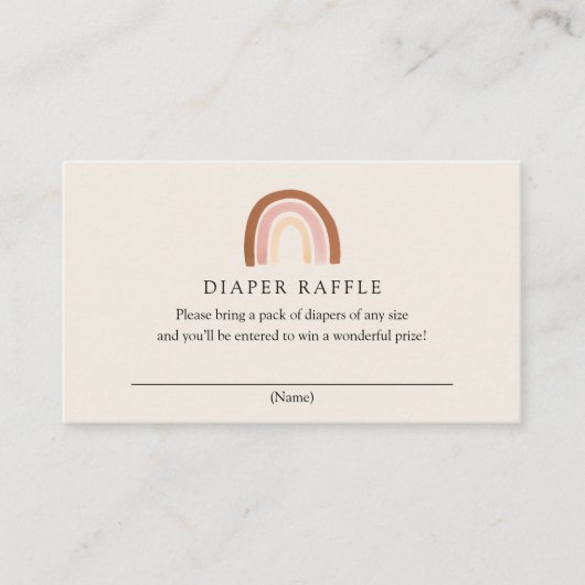 Roze Regenboog Luier Raffle Kaart (Voorkant)