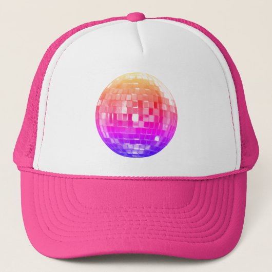 Roze Regenboog Metallic Disco Ball Trucker Hat Trucker Pet (Voorkant)