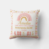 Roze regenboog metrische pasgeboren geboorte stati kussen (Achterkant)