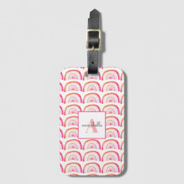 Roze Regenboog Monogram Eerste Letter Bagagelabel