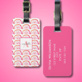 Roze Regenboog Monogram Initiaal Bagagelabel