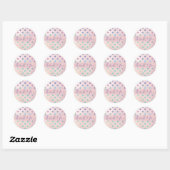 Roze Regenboog Pastel Polka Dots Verjaardagsfeestj Ronde Sticker (Vel)
