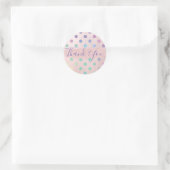 Roze Regenboog Pastel Polka Dots Verjaardagsfeestj Ronde Sticker (Tas)