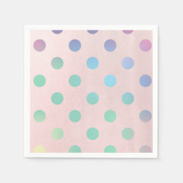 Roze regenboog pastel stippen verjaardagsfeestje servetten