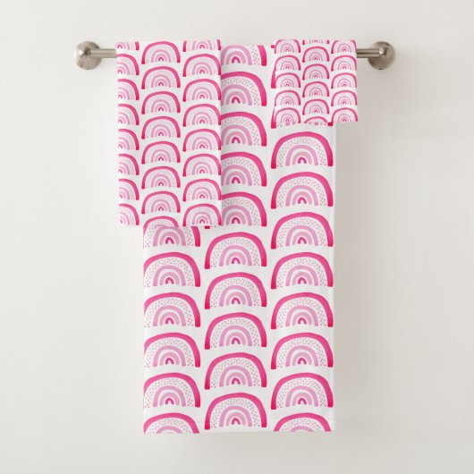 Roze Regenboog Patroon Bad Handdoek (Insitu)