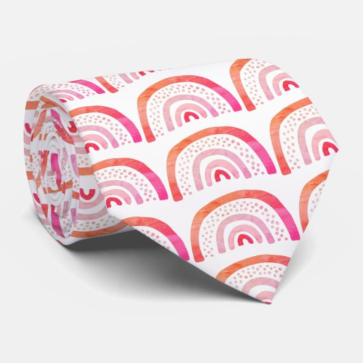 Roze Regenboog Patroon Stropdas (Opgerold)
