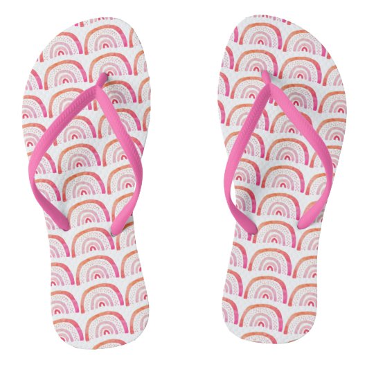 Roze Regenboog Patroon Teenslippers (Voetbed)