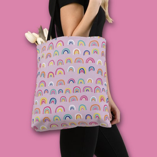 Roze Regenboog Patroon Tote Bag