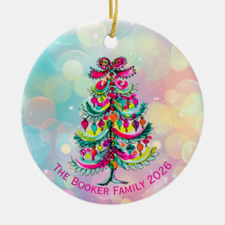 Roze Regenboog Pride Kerstboom Keramisch Ornament