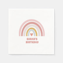 Roze regenboog servet voor verjaardag aangepaste n