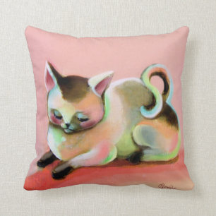 Roze regenboog Sherbert Kat Kitsch Cute Pillow Kussen