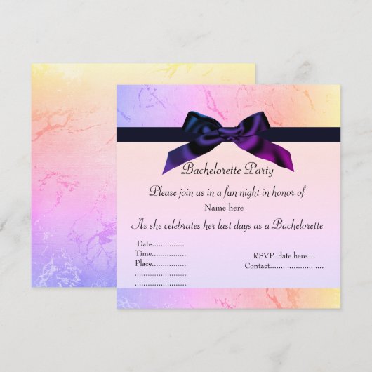 ROZE REGENBOOG UITNODIGING VOOR DE HENNEPARTY (Voorkant / Achterkant)