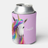 Roze regenboog Unicorn Geïsoleerde Koelbox Blikjeskoeler (Blikje Voorkant)