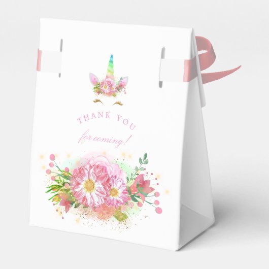 Roze regenboog Unicorn Girl Baby shower Bedankdoosjes (Achterkant)
