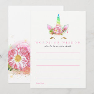 Roze regenboog Unicorn Girl Baby shower Mam Advice Kaart