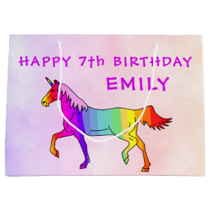 Roze regenboog Unicorn Horse Name Girl Birthday Groot Cadeauzakje