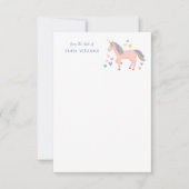 Roze regenboog Unicorn Kinder persoonlijke noot Bedankkaart (Voorkant)