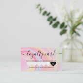 roze regenboog unicorn marmer chic hart make - up klantenkaartje (Staand voorkant)