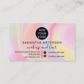 roze regenboog unicorn marmer chic hart make - up klantenkaartje (Achterkant)