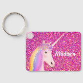 Roze regenboog Unicorn op maat Sleutelhanger (Achterkant)