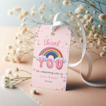 Roze Regenboog Verjaardag Bedank Cadeautag