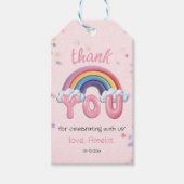 Roze Regenboog Verjaardag Bedankt Cadeautag Cadeaulabel (Voorkant)