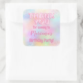 Roze Regenboog Verjaardagsfeestje Vierkante Sticker (Tas)