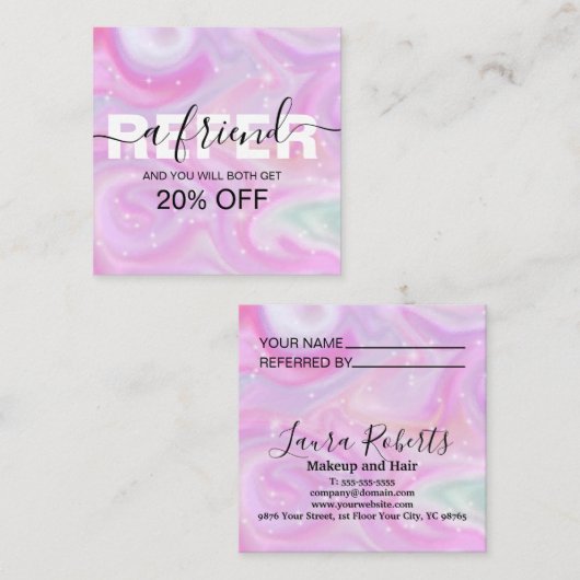 Roze regenboog Verwijzende Kaart (Voorkant / Achterkant)