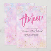 Roze regenboog Waterverf Verjaardag Elke Leeftijd  Kaart (Voorkant / Achterkant)