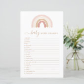 Roze regenboog Word Scamble Baby shower (Staand voorkant)