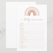 Roze regenboog Word Scamble Baby shower (Voorkant / Achterkant)