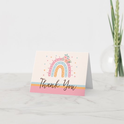 Roze regenboogBaby shower Hartelijk dank Bedankkaart (Voorkant)