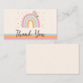 Roze regenboogBaby shower Hartelijk dank Informatiekaartje (Voorkant / Achterkant)