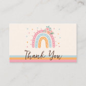 Roze regenboogBaby shower Hartelijk dank Informatiekaartje (Voorkant)