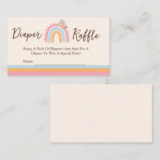 Roze regenboogBaby shower Luierspoeling Informatiekaartje (Voorkant / Achterkant)
