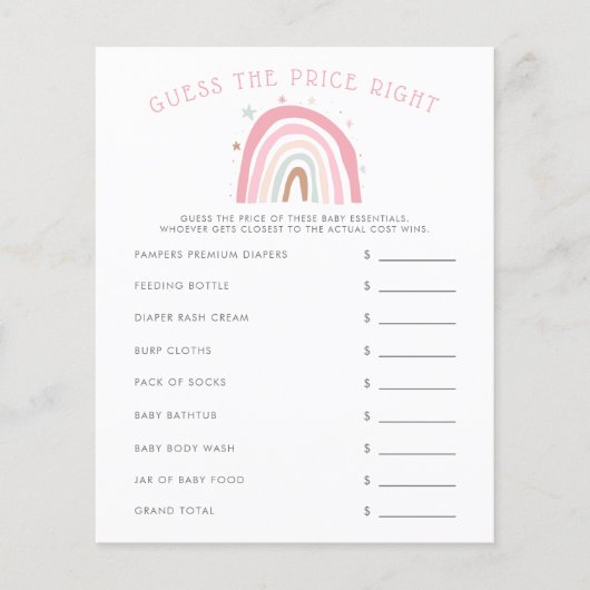 Roze regenboogBaby shower raadt de prijs goed (Voorkant)