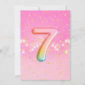 Roze regenboogballon Letter Number Seven Birthday Kaart (Achterkant)