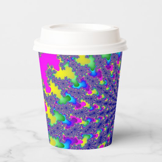 Roze regenboogbarst papieren bekers (Voorkant)