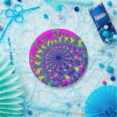 Roze regenboogbarst papieren bordje (Feest)